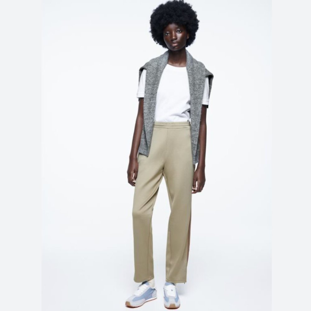 NWT Zara woman’s Side Stripe Retro Joggers Pants Green Small